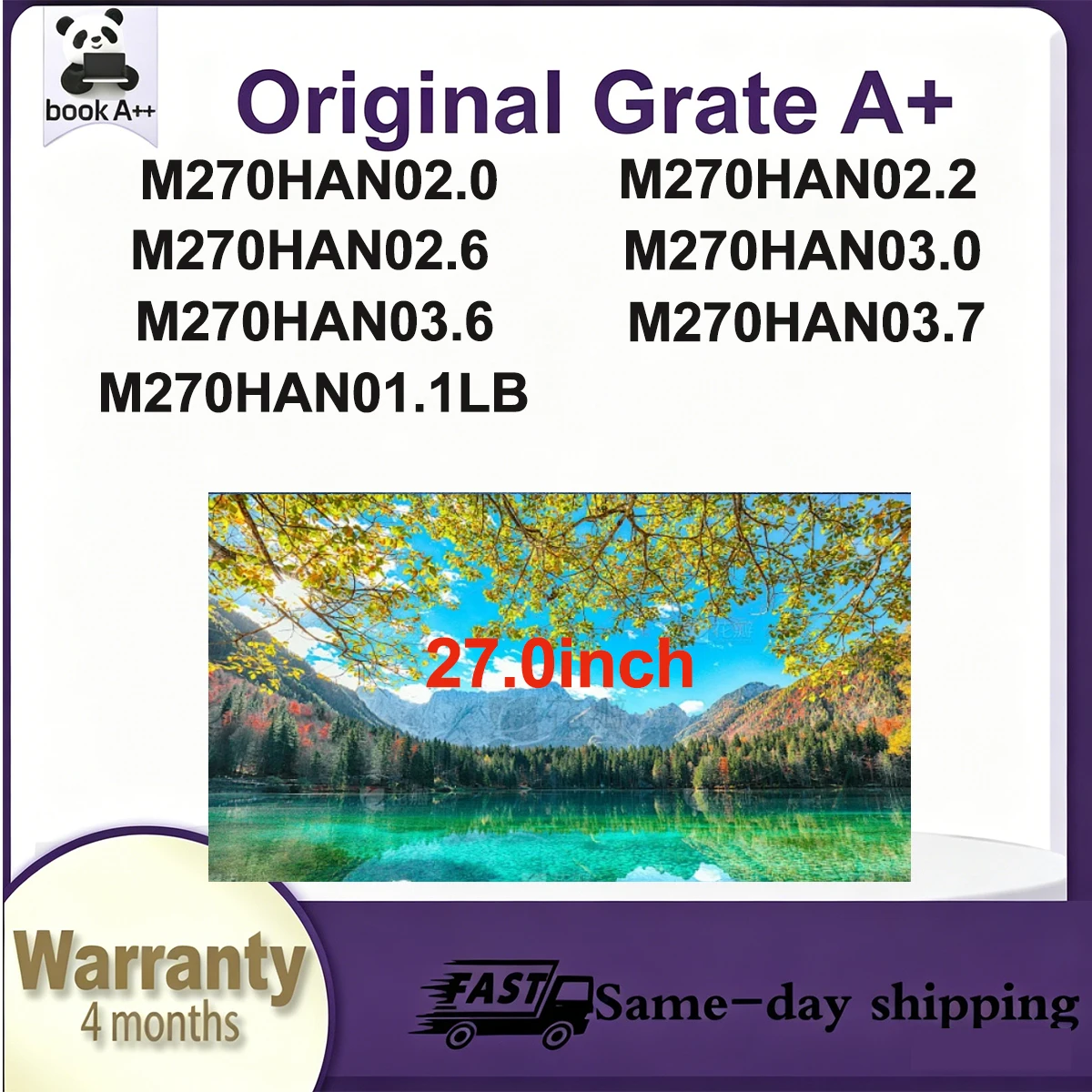 Original New A+ 27" IPS LCD Screen M270HAN02.0 M270HAN02.2 M270HAN02.6 M270HAN03.0 M270HAN03.6 M270HAN03.7 M270HAN01.1LB
Original New A+ 27" IPS LCD Screen M270HAN02.0 M270HAN02.2 M270HAN02.6 M270HAN03.0 M270HAN03.6 M270HAN03.7 M270HAN01.1LB