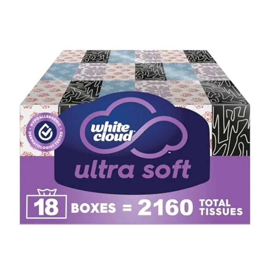 White Cloud Ultra Soft 3-Ply Facial Tissue 18 Box Multipack 120 Tissues Per Box
White Cloud Ultra Soft 3-Ply Facial Tissue 18 Box Multipack 120 Tissues Per Box