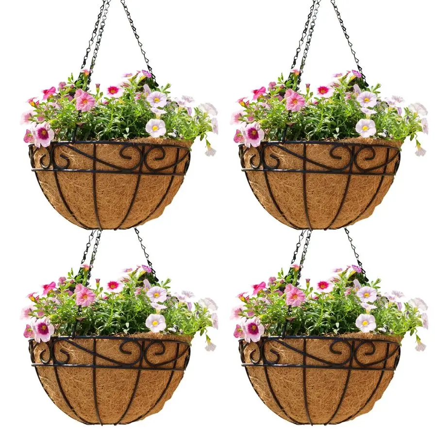 inch Metal Hanging Baskets For Plants Outdoor 4 Pack Round Metal Wire Hanging Basket Planter with Coco Fiber Liners Chain Round
inch Metal Hanging Baskets For Plants Outdoor 4 Pack Round Metal Wire Hanging Basket Planter with Coco Fiber Liners Chain Round
