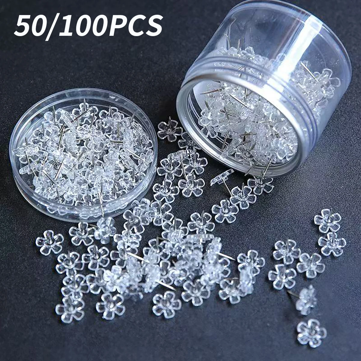 50/100Pcs Clear Flower Push Pins Cork Board Nails Fix Photos Calendar Maps Home School Office Message Board Display Tacks
50/100Pcs Clear Flower Push Pins Cork Board Nails Fix Photos Calendar Maps Home School Office Message Board Display Tacks