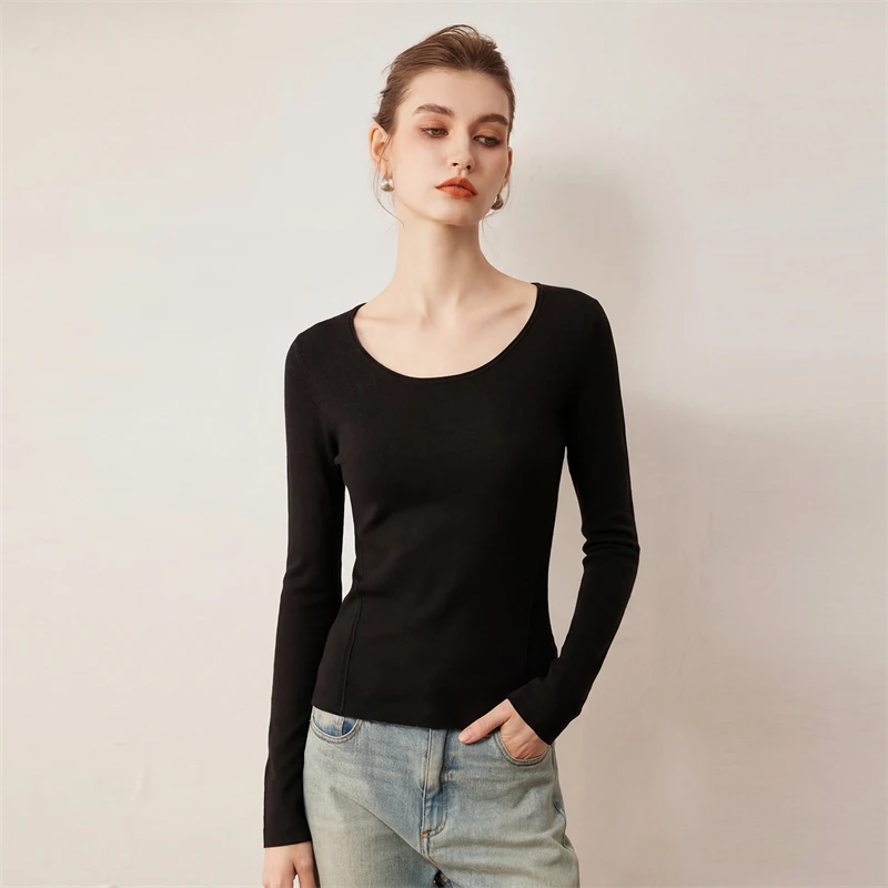 Fashionable Spring Autumn Low Round Neck thin Long Sleeve Temperament Top 2026 Slim Knitted Pullover Women's Wear wool sweater
Fashionable Spring Autumn Low Round Neck thin Long Sleeve Temperament Top 2026 Slim Knitted Pullover Women's Wear wool sweater