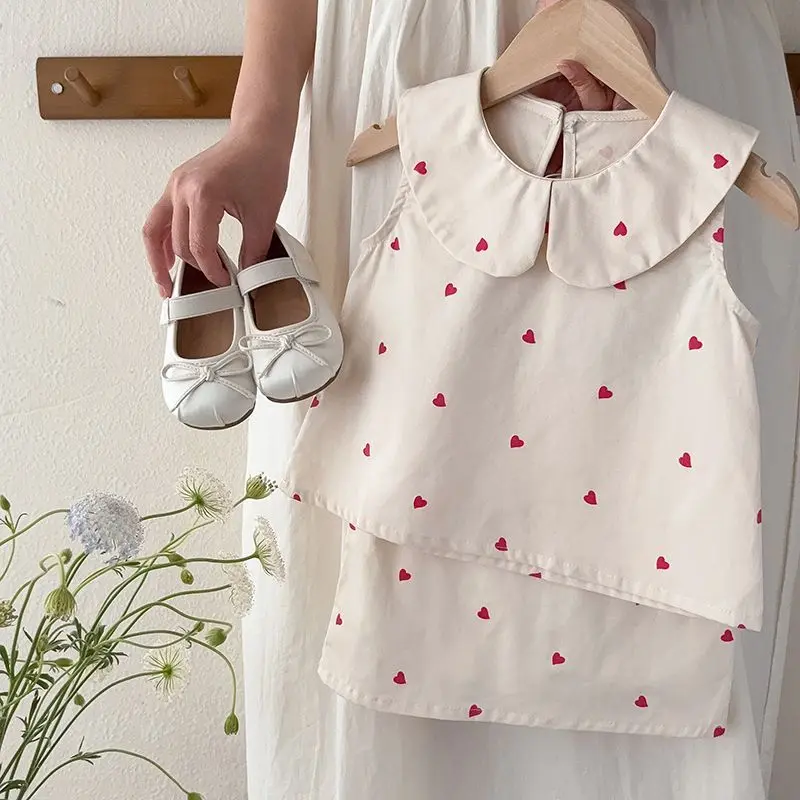 90-170cm Girls' set summer new parent-child outfit stylish children's love vest+short skirt 2-piece set
90-170cm Girls' set summer new parent-child outfit stylish children's love vest+short skirt 2-piece set