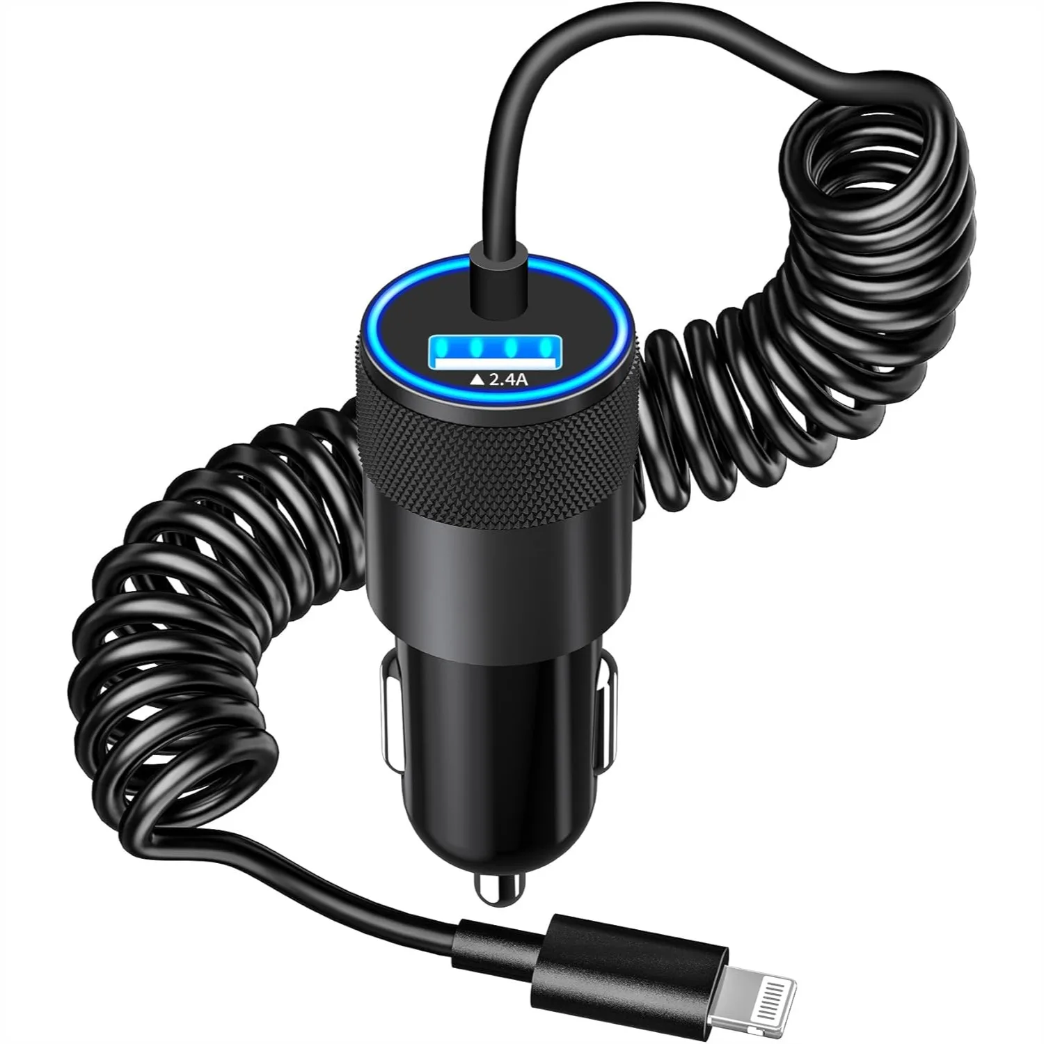 MFi Certified iPhone Car Charger with 6FT Coiled Lightning Cable - Fast Charging 4.8A USB Adapter for iPhone iPad
MFi Certified iPhone Car Charger with 6FT Coiled Lightning Cable - Fast Charging 4.8A USB Adapter for iPhone iPad