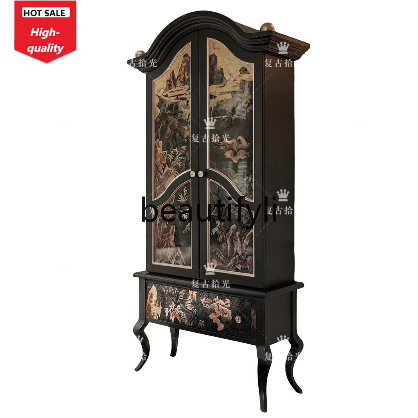 French retro solid wood carving flower wine cabinet painted decorative cabinet living room vertical locker
French retro solid wood carving flower wine cabinet painted decorative cabinet living room vertical locker