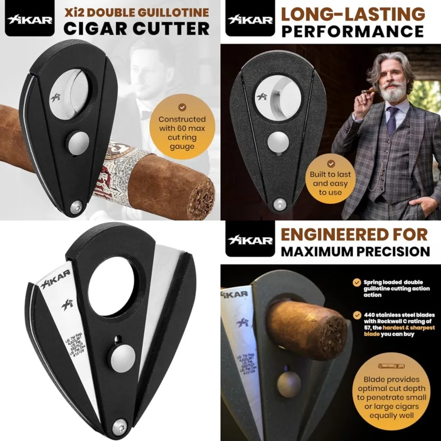 Xikar Xi2 Cigar Cutter - Precision Double Guillotine Cigar Snipper with 440 Stainless Steel Blades, ir Finish Rockwell C Rated
Xikar Xi2 Cigar Cutter - Precision Double Guillotine Cigar Snipper with 440 Stainless Steel Blades, ir Finish Rockwell C Rated