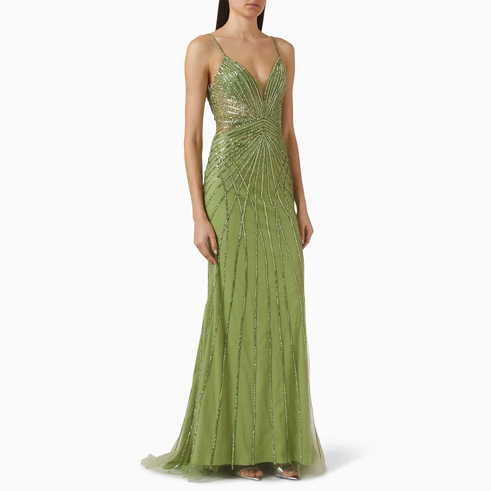 Green Chiffon Evening Dresees for Women Sexy Spaghetti Strap Backless Sleeveless Prom Gowns Customized A-line Crystal Long Dress
Green Chiffon Evening Dresees for Women Sexy Spaghetti Strap Backless Sleeveless Prom Gowns Customized A-line Crystal Long Dress