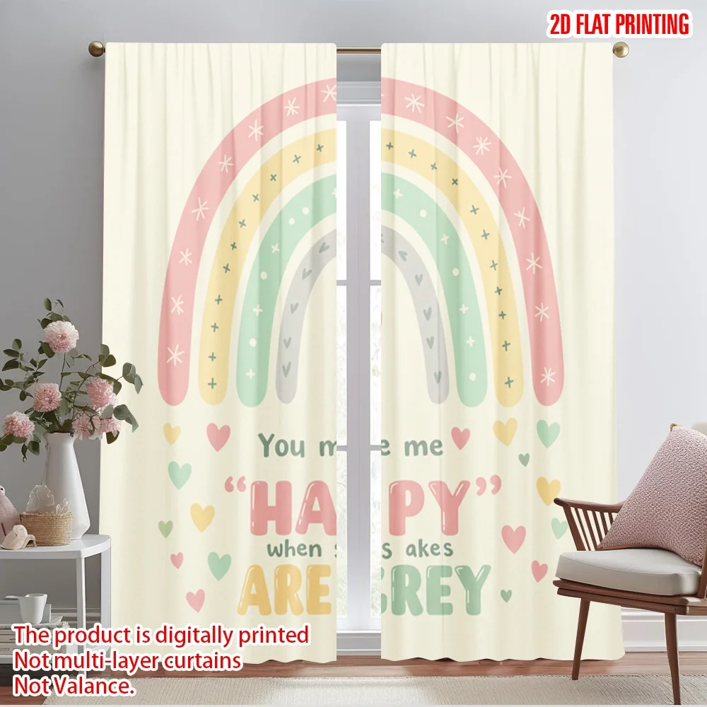 2pcs 2D flat printing Window Drapes Happy Rainbow Hearts Polyester Without Electricity Family Party Use for Living Room Outdoor
2pcs 2D flat printing Window Drapes Happy Rainbow Hearts Polyester Without Electricity Family Party Use for Living Room Outdoor