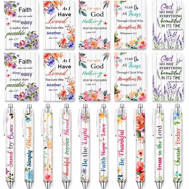 20/40 Pcs Christian Gift Set Bible Verse Ballpoint Pen Mini Notebook For Women Floral Patterns Religious VBS Bible For Easter
20/40 Pcs Christian Gift Set Bible Verse Ballpoint Pen Mini Notebook For Women Floral Patterns Religious VBS Bible For Easter