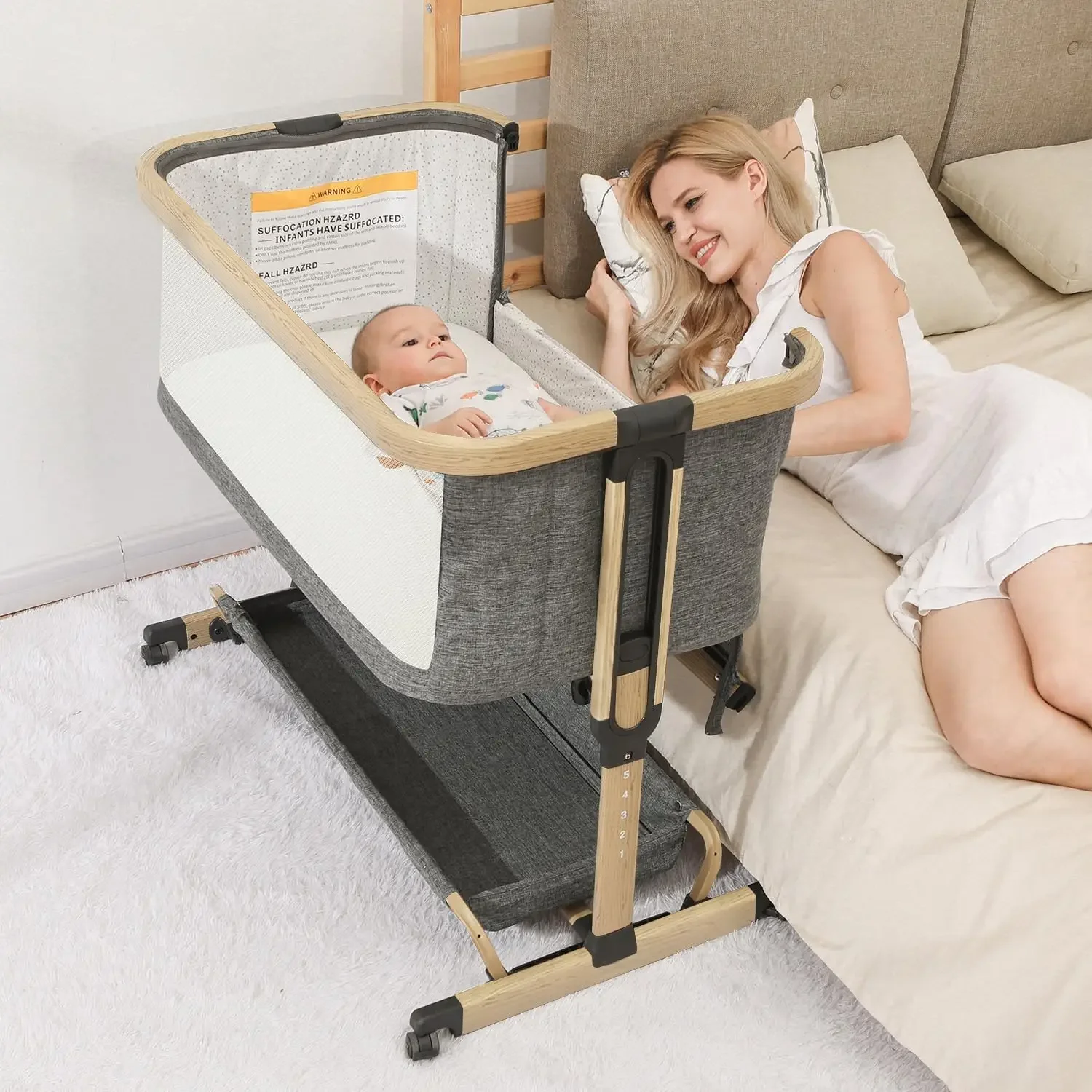 3 in 1 Convertible Baby Bassinet All Mesh Bedside Sleeper Easy Assembly Cradle with Storage Adjustable Height Lightweight
3 in 1 Convertible Baby Bassinet All Mesh Bedside Sleeper Easy Assembly Cradle with Storage Adjustable Height Lightweight