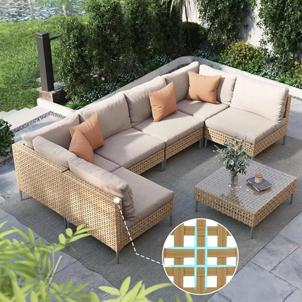 Grand patio 7-Piece Wicker Patio Furniture Set, Boho Outdoor Conversation Set Sectional Sofa
Grand patio 7-Piece Wicker Patio Furniture Set, Boho Outdoor Conversation Set Sectional Sofa