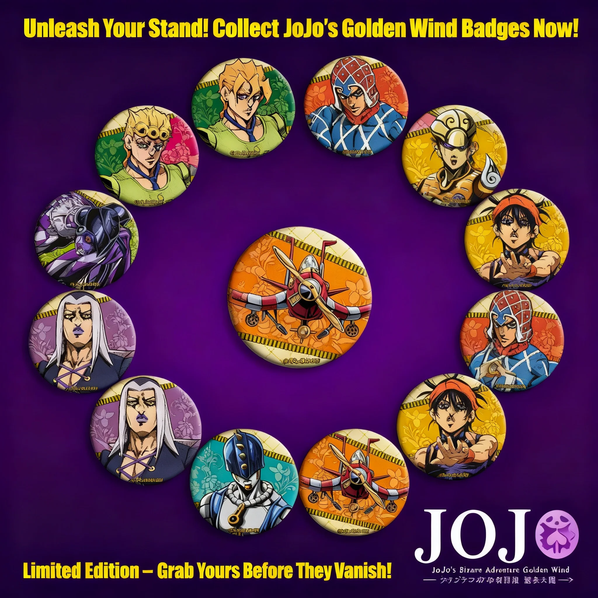 Значок-брошь по аниме JoJo Bizarre Adventure Golden Wind, аксессуар для косплея, подвесной постер, коллекционный сувенир, подарок
Значок-брошь по аниме JoJo Bizarre Adventure Golden Wind, аксессуар для косплея, подвесной постер, коллекционный сувенир, подарок