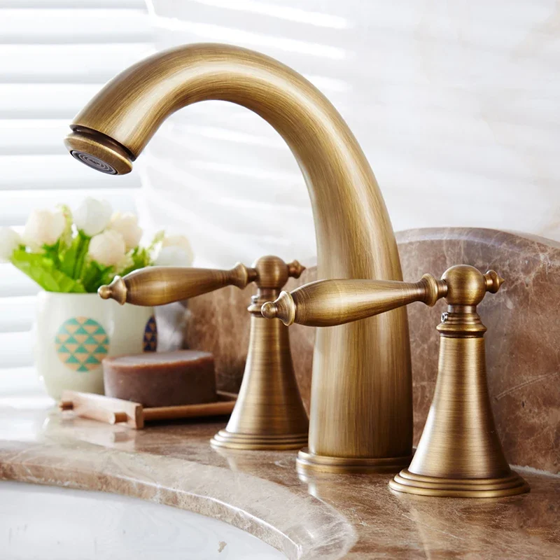 Antique Bronze Bath Sink Faucet Double Handle Basin Sink Faucet Hot and Cold Water Mixer 3 Hole Bathroom Faucet ELF8001-3
Antique Bronze Bath Sink Faucet Double Handle Basin Sink Faucet Hot and Cold Water Mixer 3 Hole Bathroom Faucet ELF8001-3