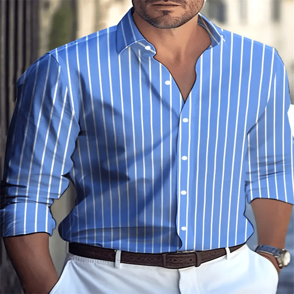 Men's Long-Sleeved Striped Sports Shirt, Casual Clothing, with a Turn-down Collar Design, Buttoned Seams, Large Size, QuIC, New
Men's Long-Sleeved Striped Sports Shirt, Casual Clothing, with a Turn-down Collar Design, Buttoned Seams, Large Size, QuIC, New