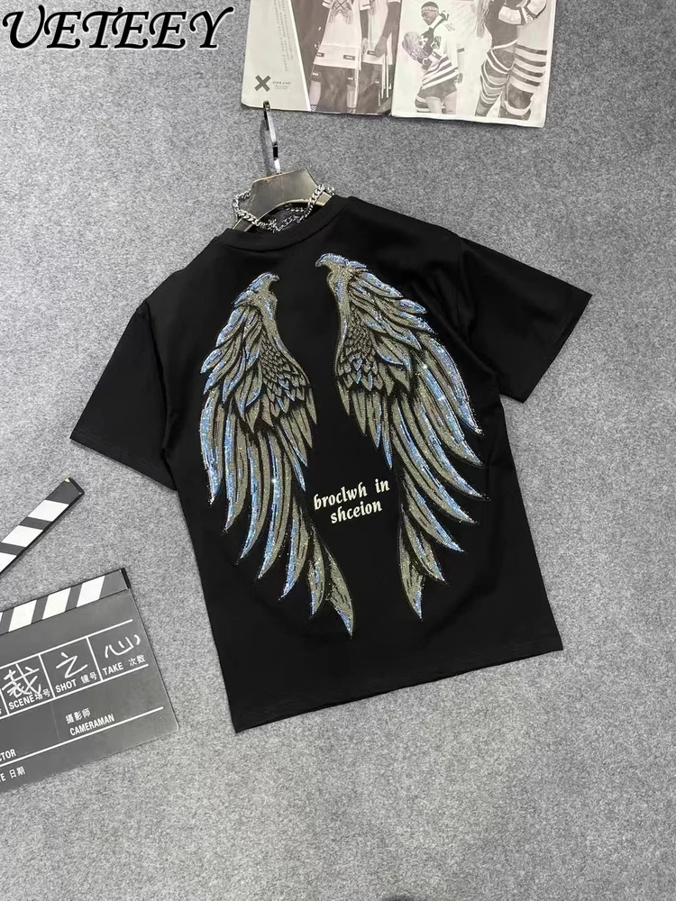 Oversize Trendy Hot Diamond Wings Letter Short-sleeved Top Fashionable Men and Women Couples Versatile Casual Crew Neck T-shirt
Oversize Trendy Hot Diamond Wings Letter Short-sleeved Top Fashionable Men and Women Couples Versatile Casual Crew Neck T-shirt