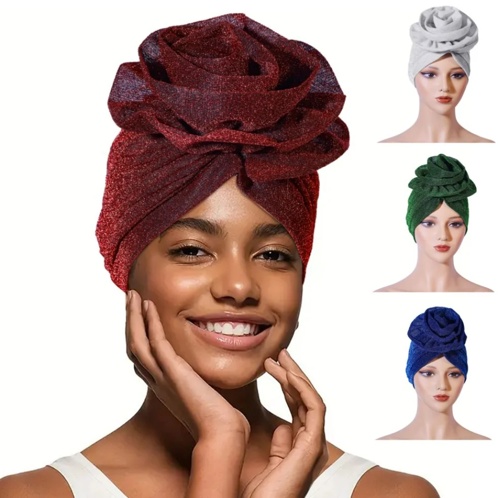 Raw Silk African Turban Caps Big Rose Flower Headwear Head Wraps Breathable Lightweight Nigerian Wedding Geles Party Headgear
Raw Silk African Turban Caps Big Rose Flower Headwear Head Wraps Breathable Lightweight Nigerian Wedding Geles Party Headgear