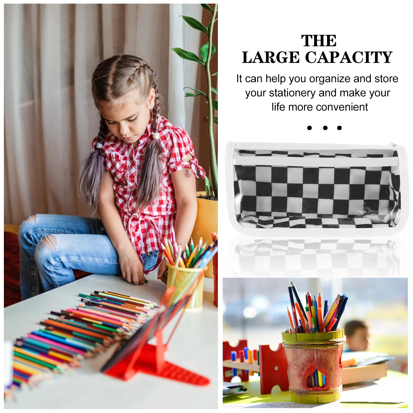 Checkerboard Pencil Large Capacity Polyester Kids Cartoon Stationery Bag Zipper School Large Stationery Bag Storage
Checkerboard Pencil Large Capacity Polyester Kids Cartoon Stationery Bag Zipper School Large Stationery Bag Storage