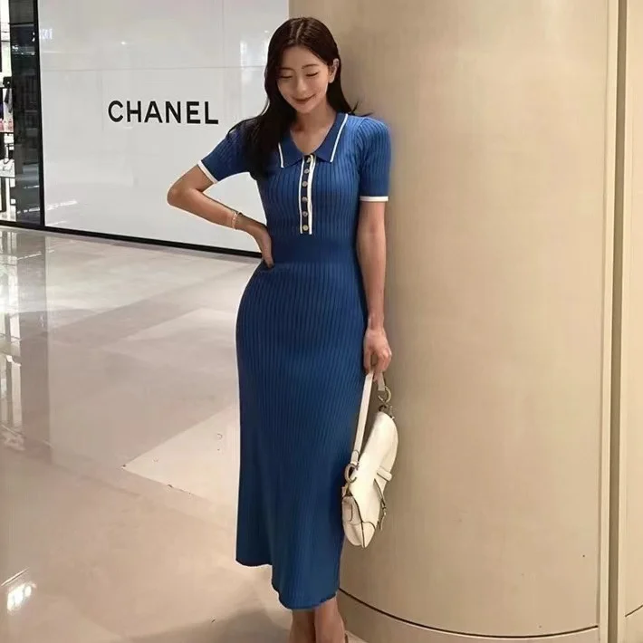 Summer 2026 Korean Style Women's Neck Short Sleeve Patchwork Color Block Knitted Long Dress Polyester Fiber 100% Slim Fit
Summer 2026 Korean Style Women's Neck Short Sleeve Patchwork Color Block Knitted Long Dress Polyester Fiber 100% Slim Fit