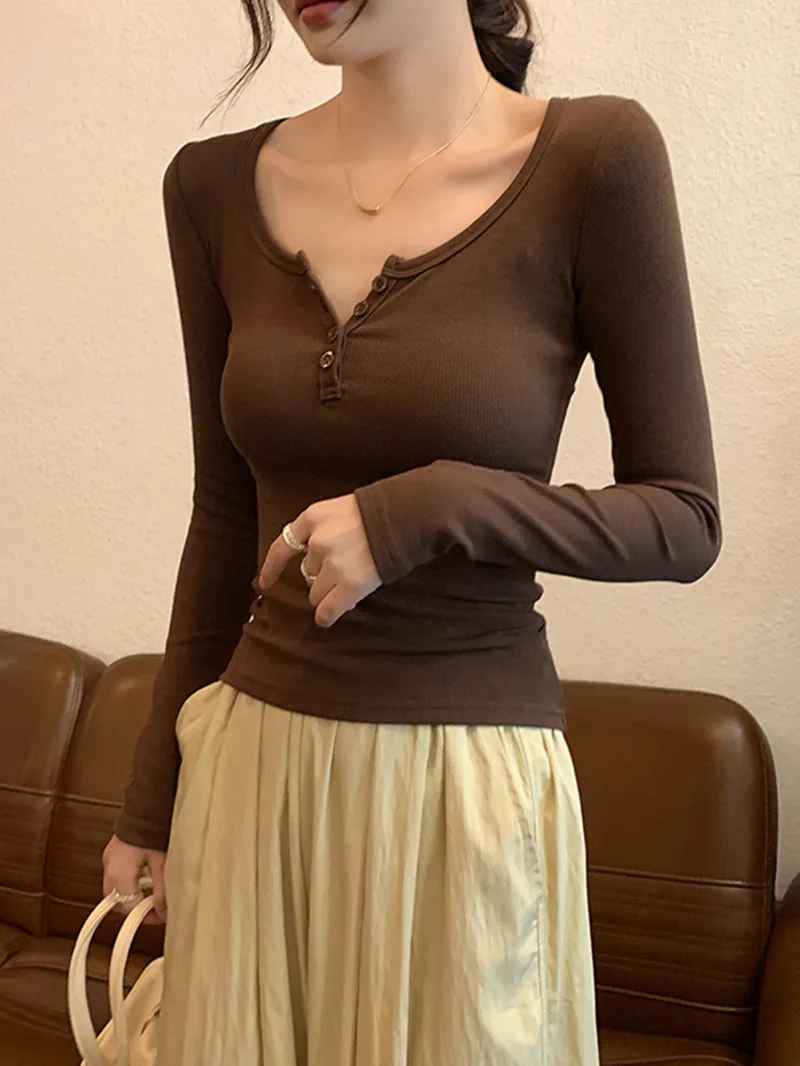 Autumn/winter Korean Version New V-neck Single Breasted Long Sleeve Pullover Women Cinching Waist Solid Slim Knit Top F313
Autumn/winter Korean Version New V-neck Single Breasted Long Sleeve Pullover Women Cinching Waist Solid Slim Knit Top F313
