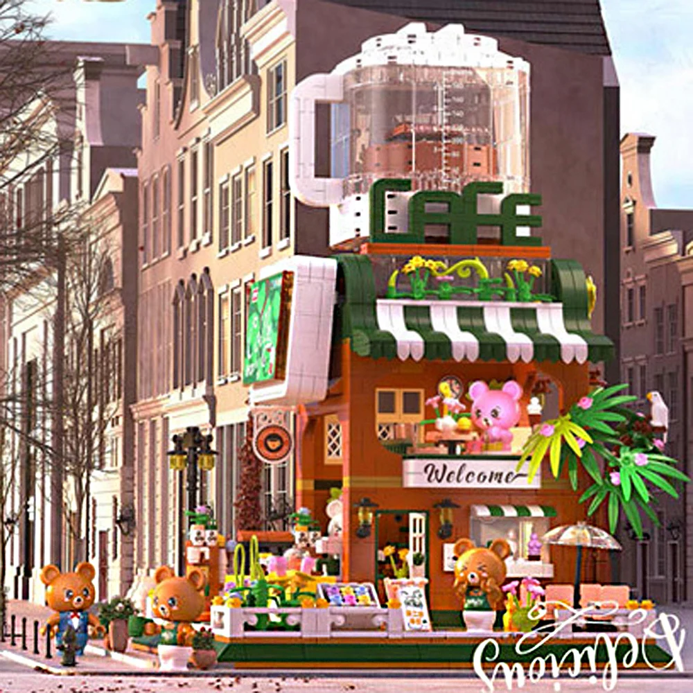 Idea City Street View Mini Block Cafe House Building Brick Bear Figures Streetscape Self-service Coffee Shop Toys For Gift
Idea City Street View Mini Block Cafe House Building Brick Bear Figures Streetscape Self-service Coffee Shop Toys For Gift
