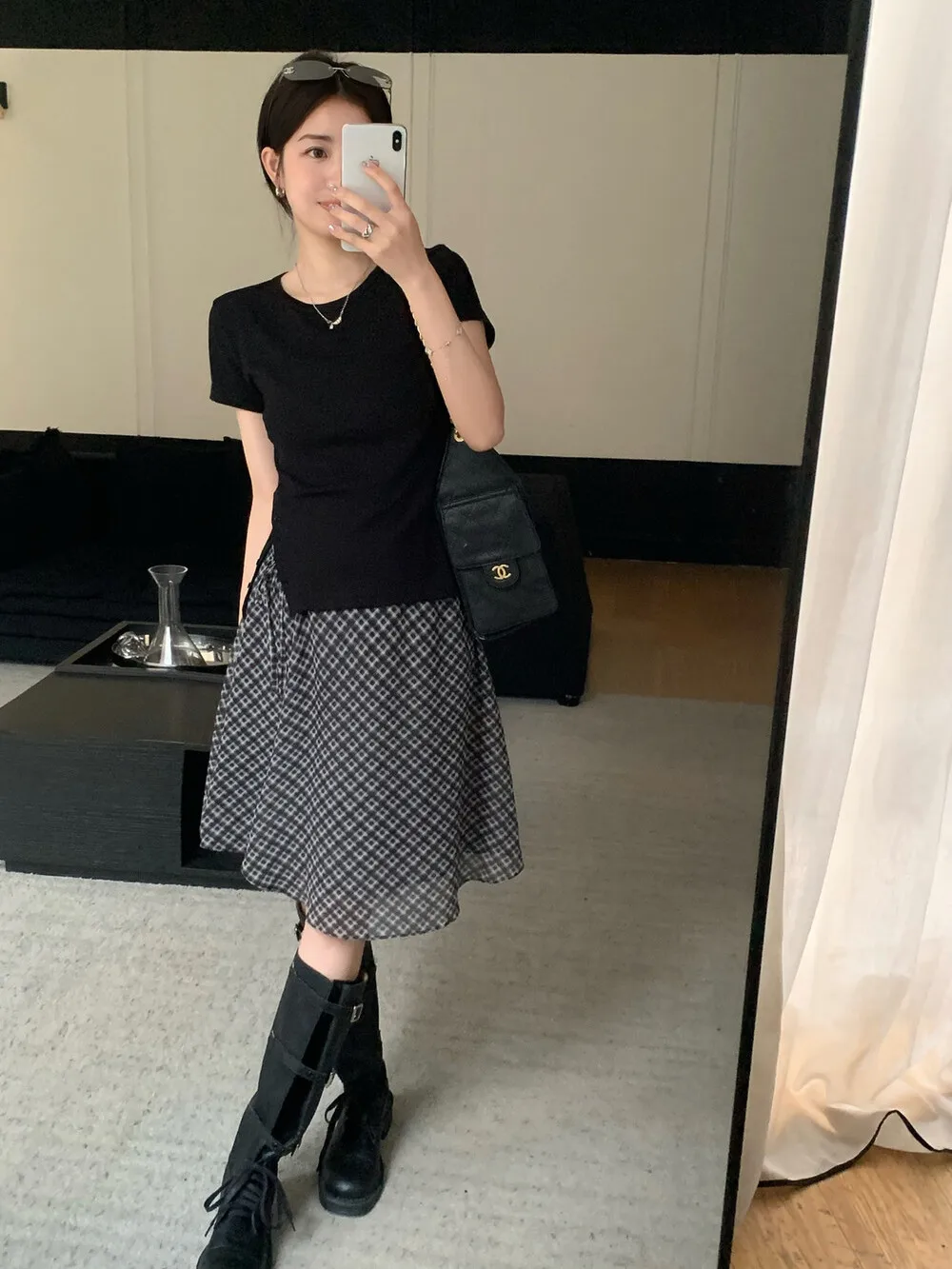 Small Women's Checkered Skirt with Side Tie Design Shaloon Half-length A-line Skirt Natural Waist Spring 2026 Standard Fit
Small Women's Checkered Skirt with Side Tie Design Shaloon Half-length A-line Skirt Natural Waist Spring 2026 Standard Fit