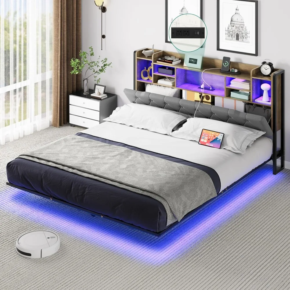 Full Floating Bed Frame & Charging Station, Upholstered Platform Bed with Headboard Storage, No Box Spring Needed,Gray
Full Floating Bed Frame & Charging Station, Upholstered Platform Bed with Headboard Storage, No Box Spring Needed,Gray