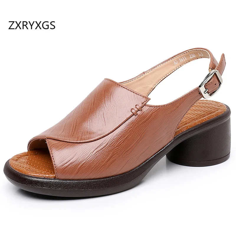 ZXRYXGS Top Layer Cowhide Fish Mouth Sandals 2026 New Fashion Summer Genuine Leather Mid Heel Sandals Women's Banquet Sandals
ZXRYXGS Top Layer Cowhide Fish Mouth Sandals 2026 New Fashion Summer Genuine Leather Mid Heel Sandals Women's Banquet Sandals