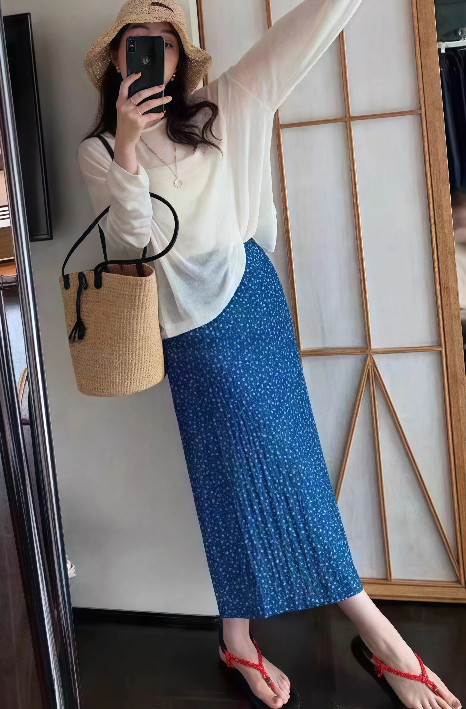 Women's Pleated Skirt Fashion Girls Summer Skirt Elastic High Waist Blue Floral Print Back Slit Straight Long Skirt ropa mujer
Women's Pleated Skirt Fashion Girls Summer Skirt Elastic High Waist Blue Floral Print Back Slit Straight Long Skirt ropa mujer