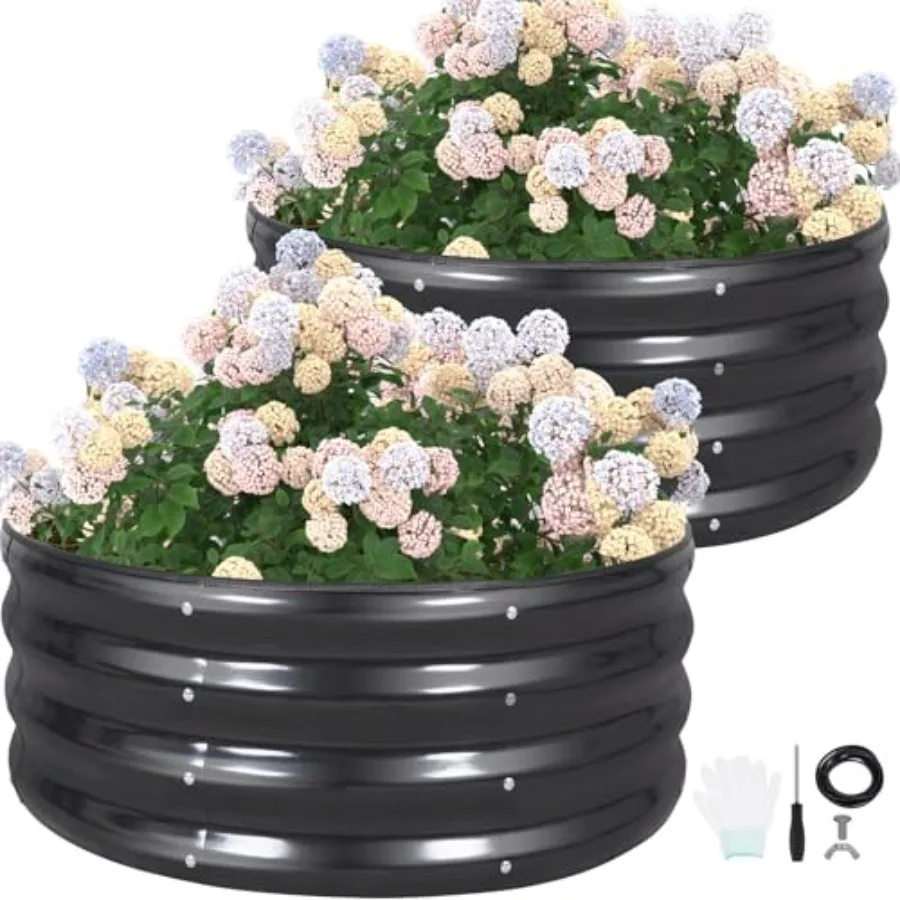 Round Raised Garden Bed - 2Pcs 3x3x1ft Galvanized Steel Planter Boxes Outdoor with Rubber Edge Trim Metal Raised Beds for Garde
Round Raised Garden Bed - 2Pcs 3x3x1ft Galvanized Steel Planter Boxes Outdoor with Rubber Edge Trim Metal Raised Beds for Garde