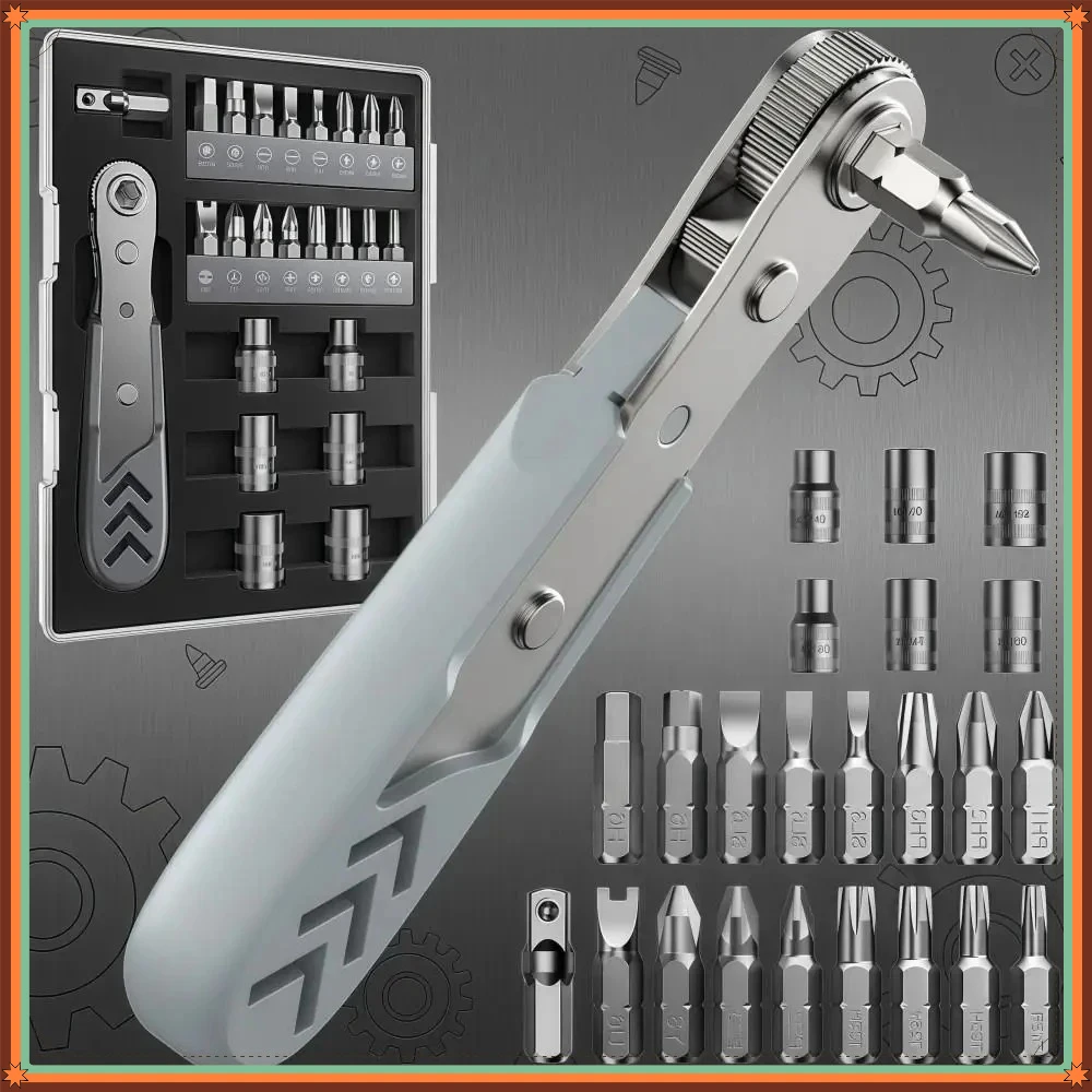 24-in-1 Offset Screwdriver Kit, 36-Tooth Right Angle Ratchet Wrench, Anti-slip Wear-resistant Hand Tool for Home DIY Repair
24-in-1 Offset Screwdriver Kit, 36-Tooth Right Angle Ratchet Wrench, Anti-slip Wear-resistant Hand Tool for Home DIY Repair
