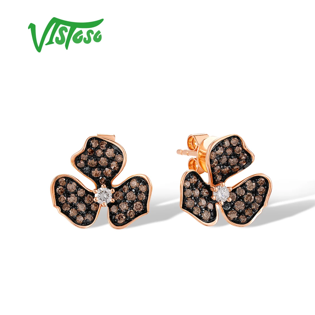 VISTOSO Pure 14K 585 Rose Gold Stud Earrings For Women Sparkling White & Brown Diamonds Lovely Flower Wedding Party Fine Jewelry
VISTOSO Pure 14K 585 Rose Gold Stud Earrings For Women Sparkling White & Brown Diamonds Lovely Flower Wedding Party Fine Jewelry