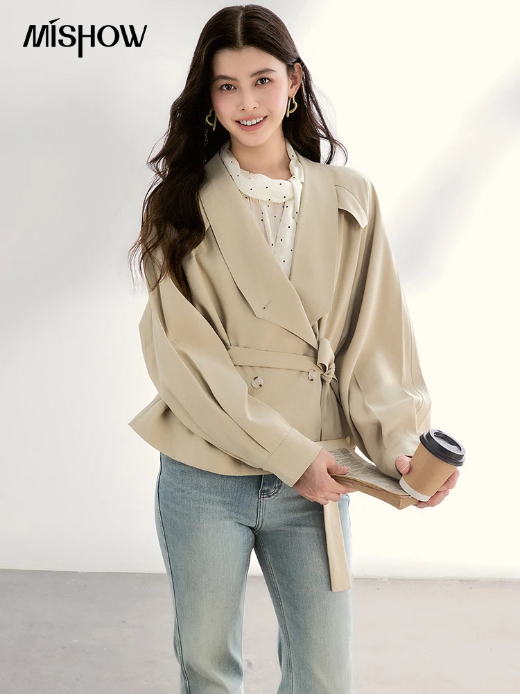 MISHOW Women's Khaki Belted Waist Coat 2026 Spring Lapel Double-breasted Coats female Casual Short Jacket Office Lady MXF13W1056
MISHOW Women's Khaki Belted Waist Coat 2026 Spring Lapel Double-breasted Coats female Casual Short Jacket Office Lady MXF13W1056