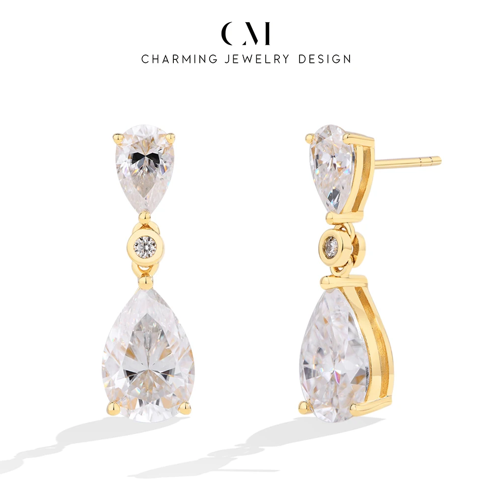 CHARMING Pear Waterdrop cut Sparkling Moissanite Dangling Earring 925 Sterling Silver for Women Party Gift Daily Jewelry Wedding
CHARMING Pear Waterdrop cut Sparkling Moissanite Dangling Earring 925 Sterling Silver for Women Party Gift Daily Jewelry Wedding