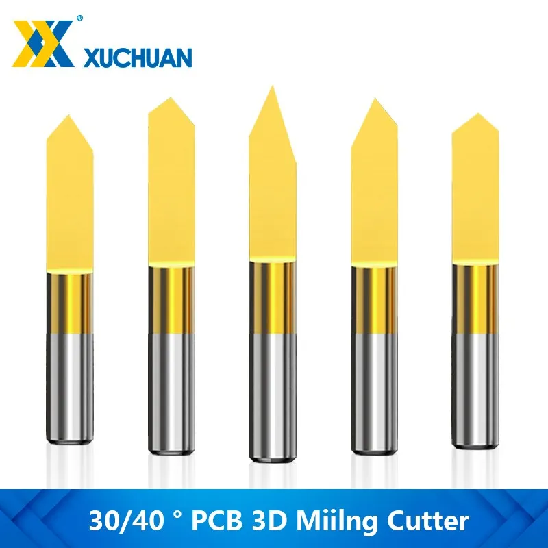 PCB Milling Cutter 1/8 Shank 30/40 Degrees PCB Carving Bit TiN Coated Carbide End Mill 3D Engraving Bit for Wood 10PCS
PCB Milling Cutter 1/8 Shank 30/40 Degrees PCB Carving Bit TiN Coated Carbide End Mill 3D Engraving Bit for Wood 10PCS