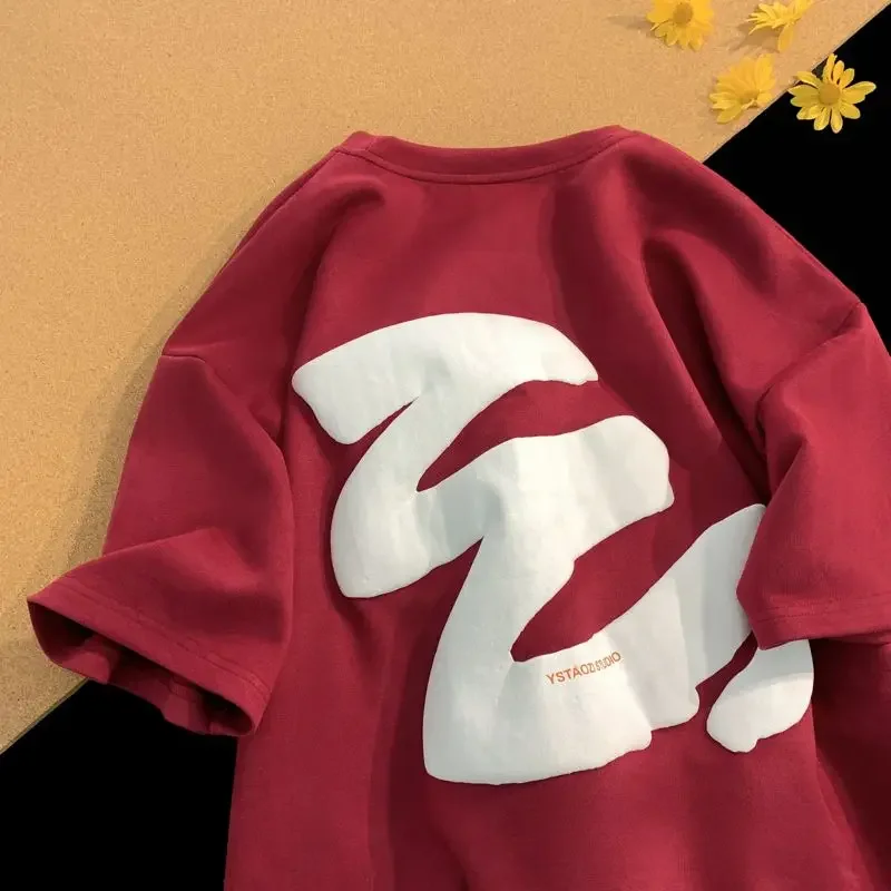 Summer Pure Cotton American T-shirt Versatile for Men and Women Fried Street Loose Letter Printing Couple Short Sleeve Top
Summer Pure Cotton American T-shirt Versatile for Men and Women Fried Street Loose Letter Printing Couple Short Sleeve Top