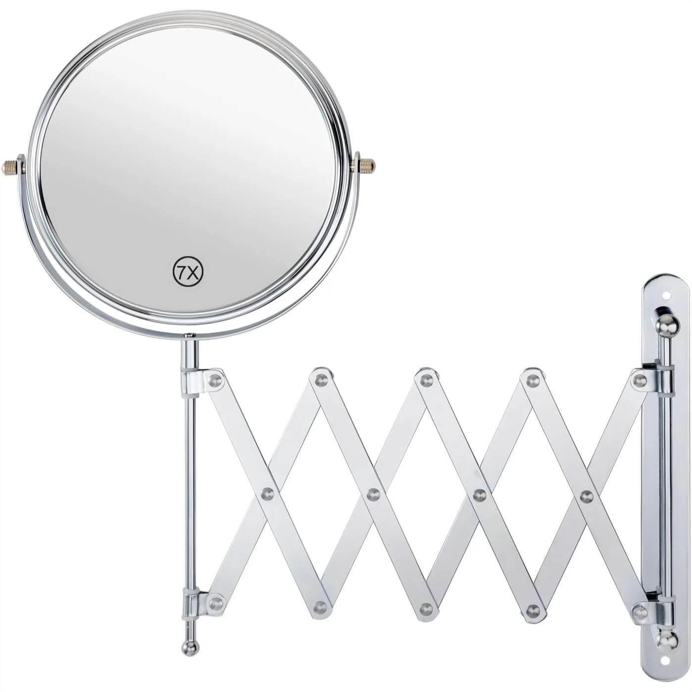 8 Inch XL Wall Mounted Bathroom Mirror, 1X/7X Magnification, High-Definition Glass, Chrome Finish, Space Saving Design
8 Inch XL Wall Mounted Bathroom Mirror, 1X/7X Magnification, High-Definition Glass, Chrome Finish, Space Saving Design