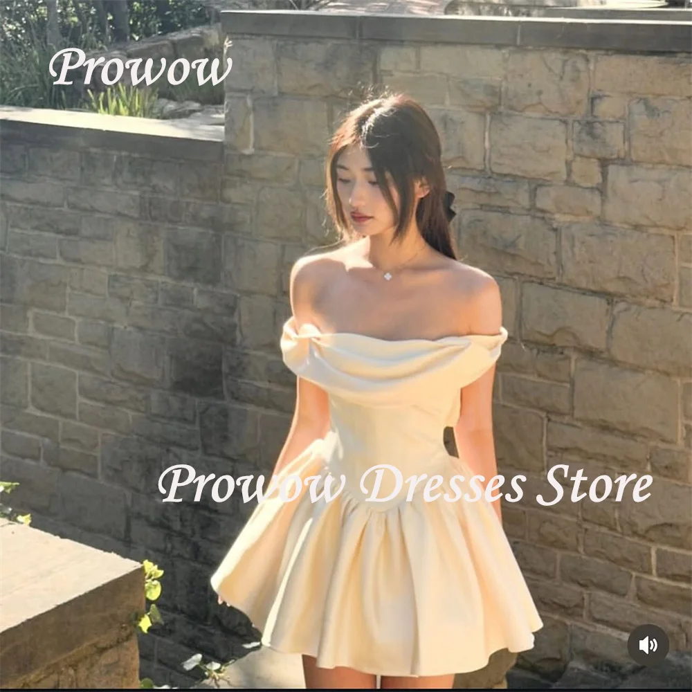 Prowow Sexy Off the Shoulder Short Prom Cocktail Dress Pleated Puffy Mini Wedding Party Gown Satin Summer Beach Customized
Prowow Sexy Off the Shoulder Short Prom Cocktail Dress Pleated Puffy Mini Wedding Party Gown Satin Summer Beach Customized