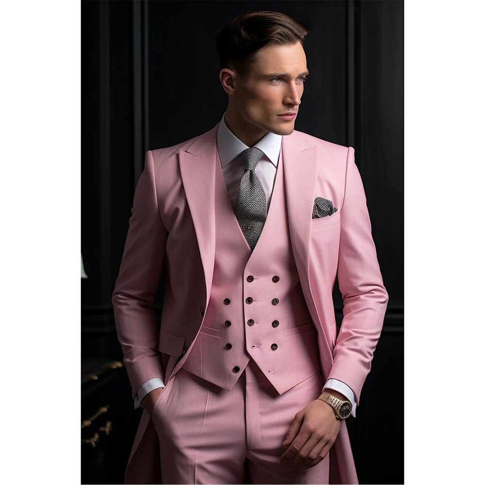 Pink Man Suit Customized Single-breasted Peaked Lapel 3 Pieces(Jacket+Pants+Vest) Elegant Wear For Wedding & Formal Occasions
Pink Man Suit Customized Single-breasted Peaked Lapel 3 Pieces(Jacket+Pants+Vest) Elegant Wear For Wedding & Formal Occasions