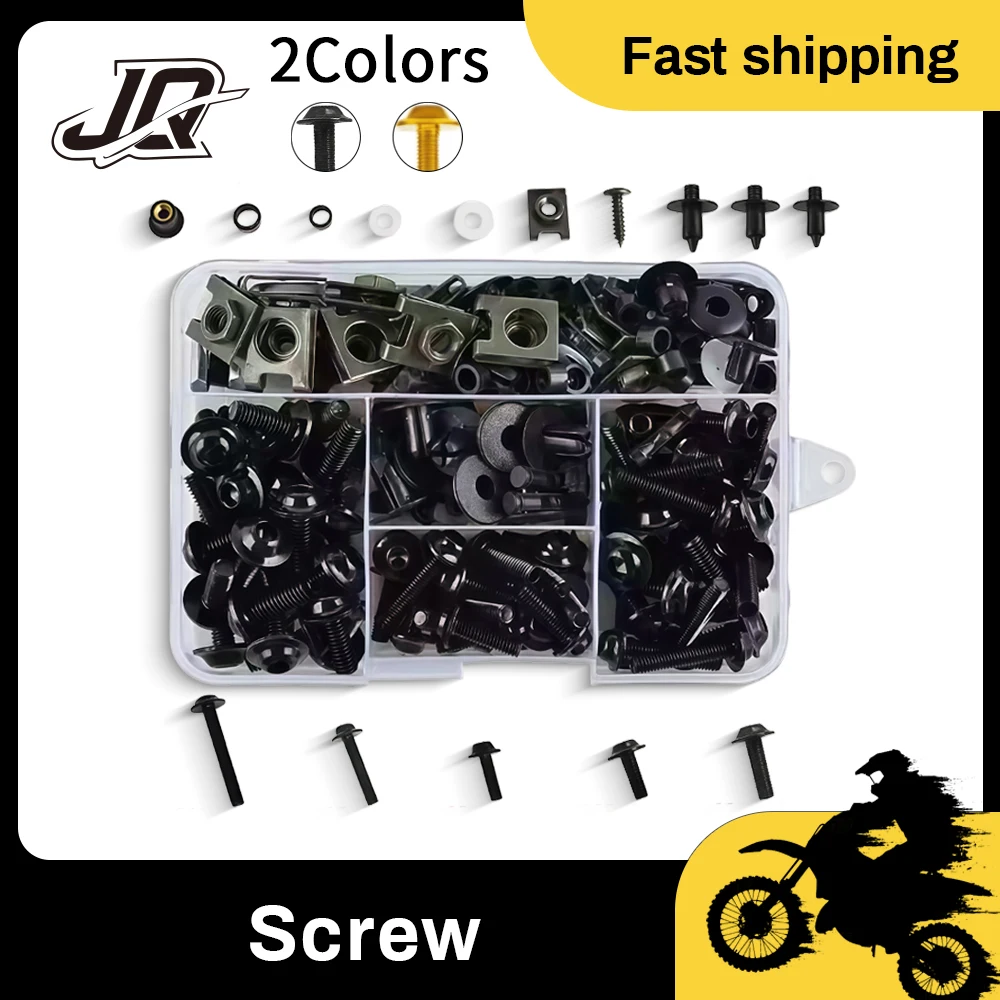195PCS Motorcycle Fairing Bolt Kit Screws Fastener Clips Assortment For Honda Yamaha Suzuki Kawasaki Black Gold
195PCS Motorcycle Fairing Bolt Kit Screws Fastener Clips Assortment For Honda Yamaha Suzuki Kawasaki Black Gold