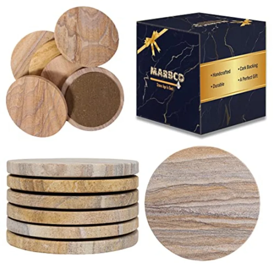 Sandstone Water Absorbent Hand Crafted Round Coasters for Drinks - 4 Inch Wide Thirsty Stone Bar/Drink Coasters- Made from Rain
Sandstone Water Absorbent Hand Crafted Round Coasters for Drinks - 4 Inch Wide Thirsty Stone Bar/Drink Coasters- Made from Rain