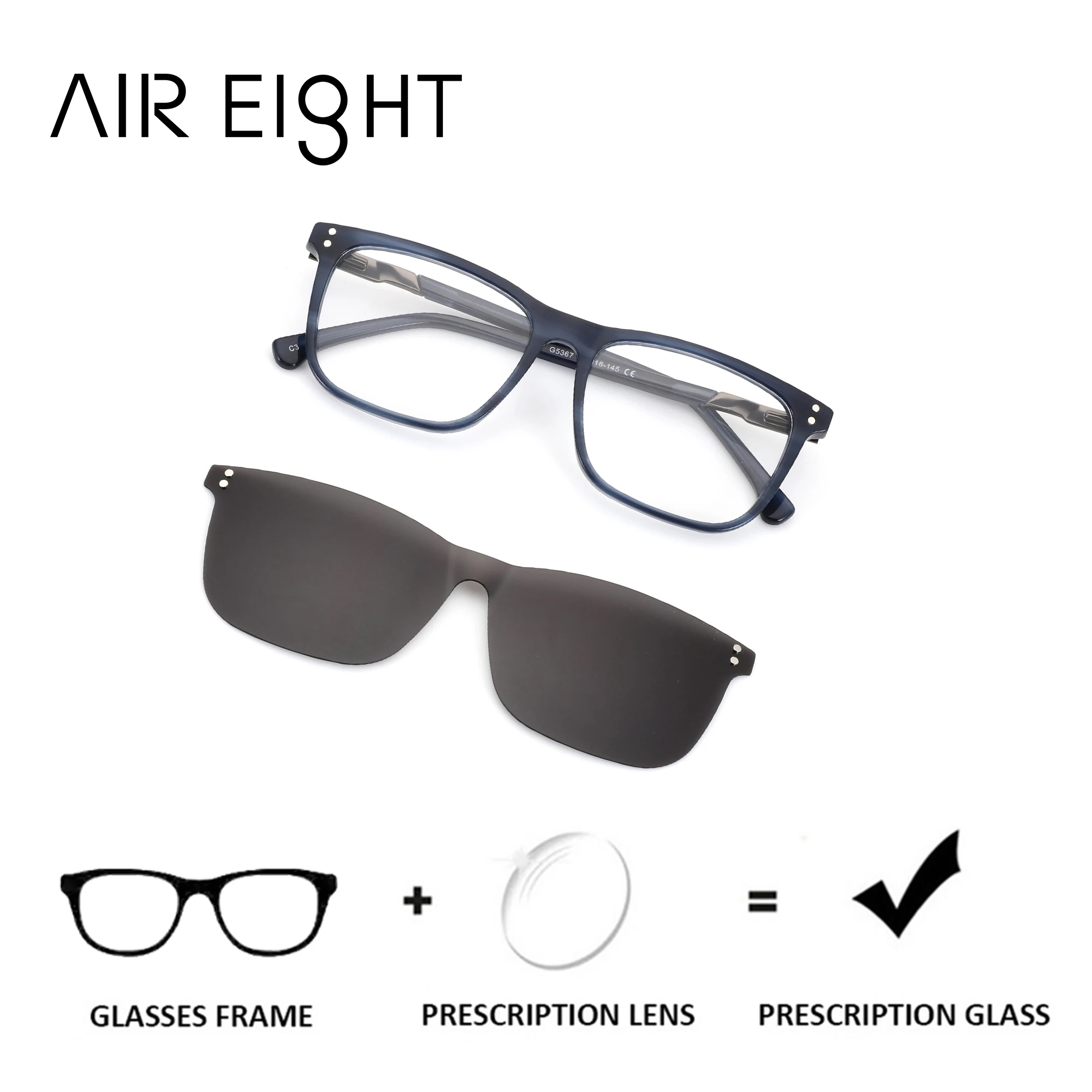AIR EIGHT Acetate Square Magnetic Clip Prescription Glasses For Men Polarized Progressive Myopia Optical Lenses
AIR EIGHT Acetate Square Magnetic Clip Prescription Glasses For Men Polarized Progressive Myopia Optical Lenses