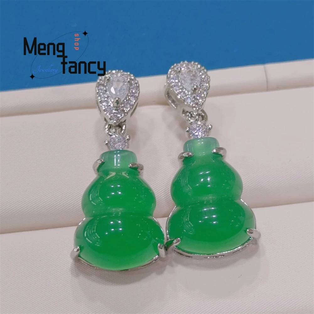 High-Ice Green Chalcedony Gourd Earrings Silver-Plated And Set With Fashionable Emerald Green Earrings For Women Fashion Jewelry
High-Ice Green Chalcedony Gourd Earrings Silver-Plated And Set With Fashionable Emerald Green Earrings For Women Fashion Jewelry