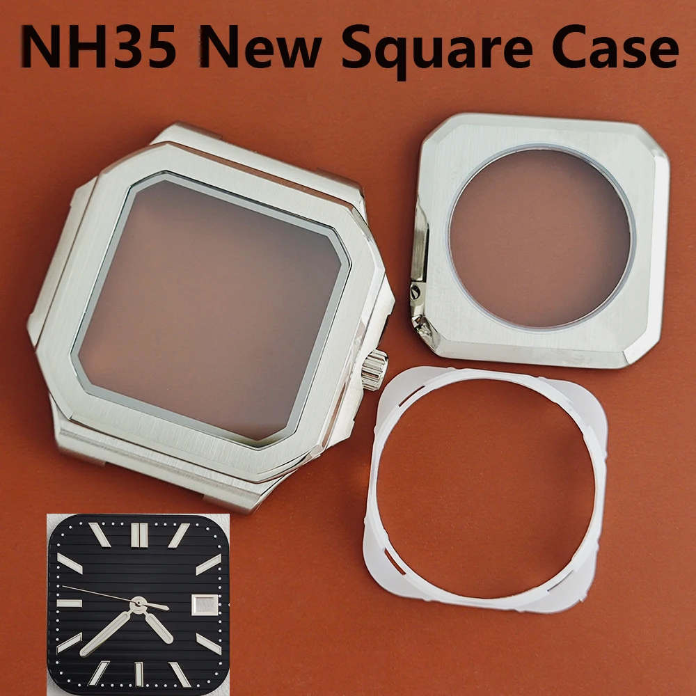 29.5mm NH35 horizontal striped square retro watch dial and case, suitable for NH35/36 automatic movement watch accessories
29.5mm NH35 horizontal striped square retro watch dial and case, suitable for NH35/36 automatic movement watch accessories
