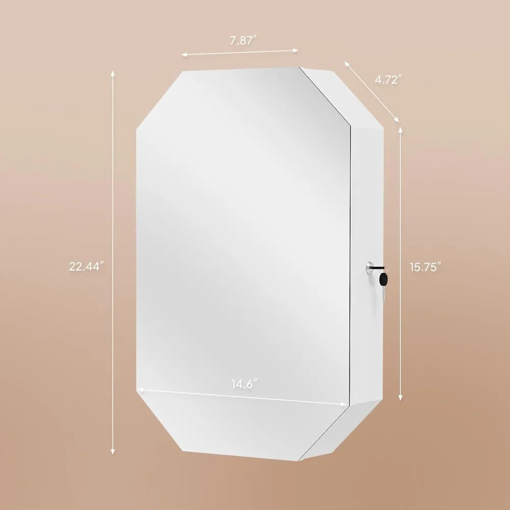 Modern Diamond-Shaped Jewelry Armoire – Lockable Octagonal Cabinet with Mirror, Wall-Mounted for Space Saving
Modern Diamond-Shaped Jewelry Armoire – Lockable Octagonal Cabinet with Mirror, Wall-Mounted for Space Saving
