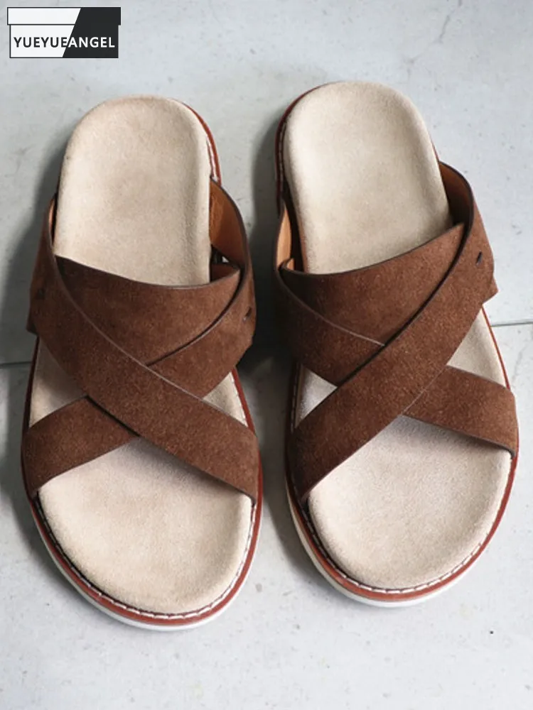 New Vintage Mens Summer Casual Slip On Breathable Real Cow Suede Leather Slippers Comfortable Beach Shoes Outside Male Slippers
New Vintage Mens Summer Casual Slip On Breathable Real Cow Suede Leather Slippers Comfortable Beach Shoes Outside Male Slippers