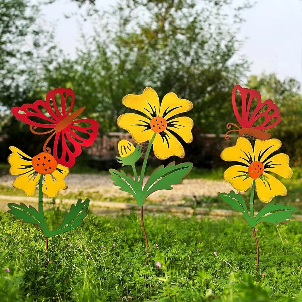 3 Pack Butterfly&Flower Metal Flowers for Outside & Decorative Garden Stakes - Metal Yard Art Outdoor and Garden with Rustproof
3 Pack Butterfly&Flower Metal Flowers for Outside & Decorative Garden Stakes - Metal Yard Art Outdoor and Garden with Rustproof