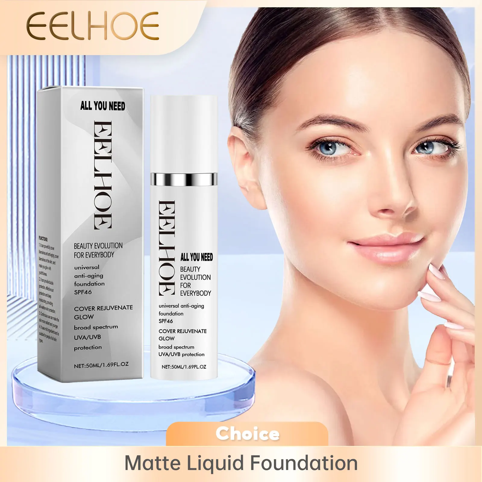 EELHOE Matte Liquid Foundation Long Lasting Coverage Concealing Face Concealer Hyaluronic Acid Face Concealer Beauty Care 50ml 
EELHOE Matte Liquid Foundation Long Lasting Coverage Concealing Face Concealer Hyaluronic Acid Face Concealer Beauty Care 50ml