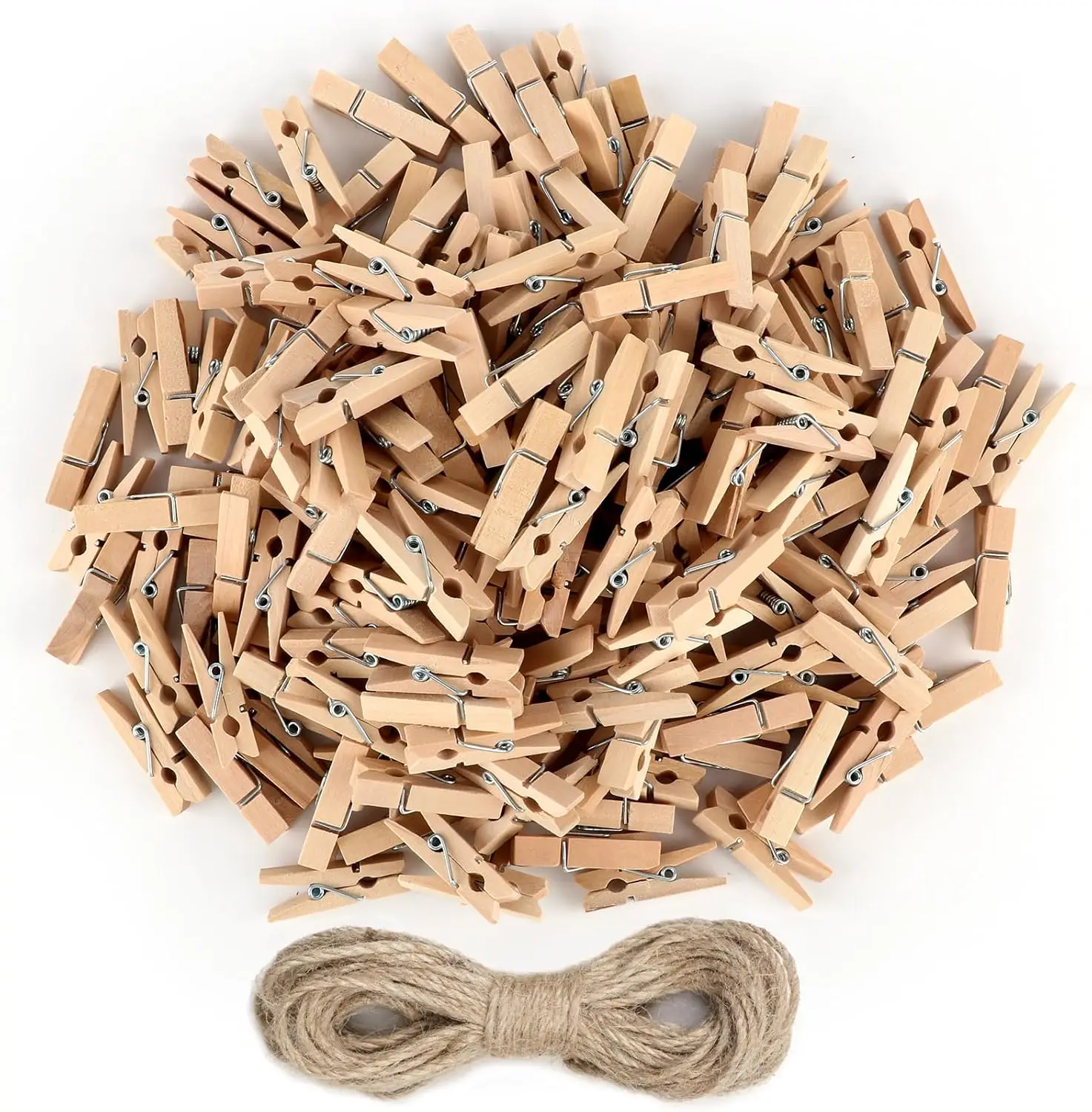 Mini Clothespins, 200 Pcs 1.4 Inch, 10m Jute Twine, Small Photo Clips, Mini Wooden Clothespins for Wedding Party Crafts, Natural
Mini Clothespins, 200 Pcs 1.4 Inch, 10m Jute Twine, Small Photo Clips, Mini Wooden Clothespins for Wedding Party Crafts, Natural