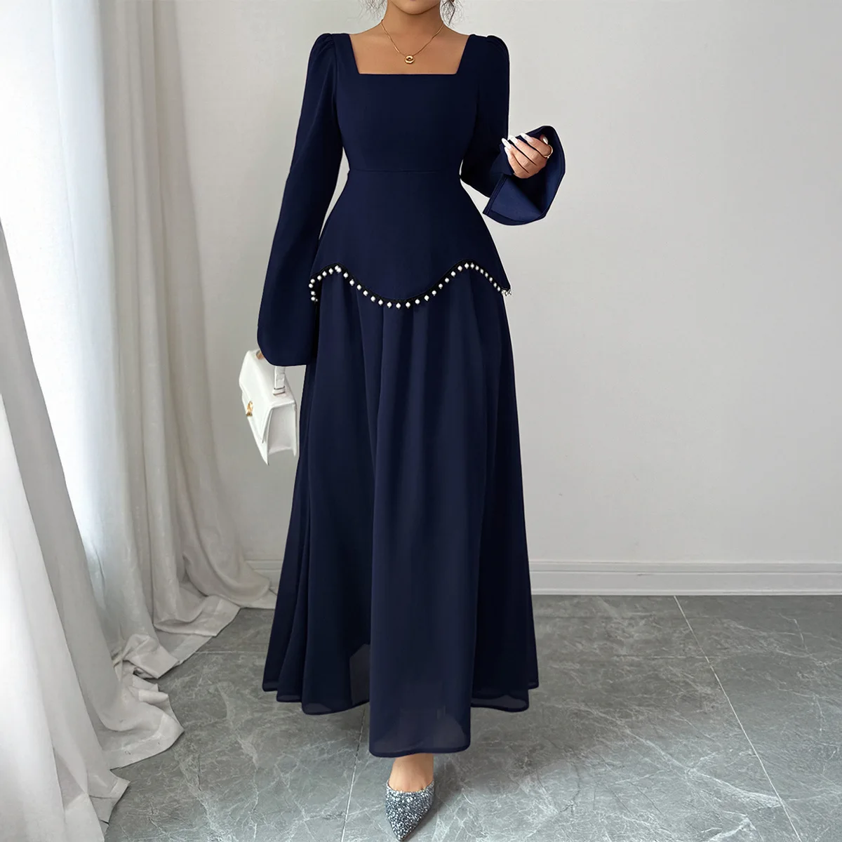 Fashion Women's Solid Color Casual Square Neck Long Sleeve Maxi Dress Autumn Elegant Evening Party Slim Dresses Female Vestidos
Fashion Women's Solid Color Casual Square Neck Long Sleeve Maxi Dress Autumn Elegant Evening Party Slim Dresses Female Vestidos