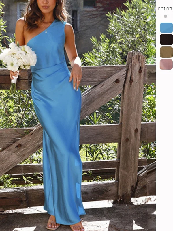 Сексуальное атласное платье с высокой талией и разрезом на одно плечо, женское трансграничное новое поступление на весну и лето, женская мода
Сексуальное атласное платье с высокой талией и разрезом на одно плечо, женское трансграничное новое поступление на весну и лето, женская мода