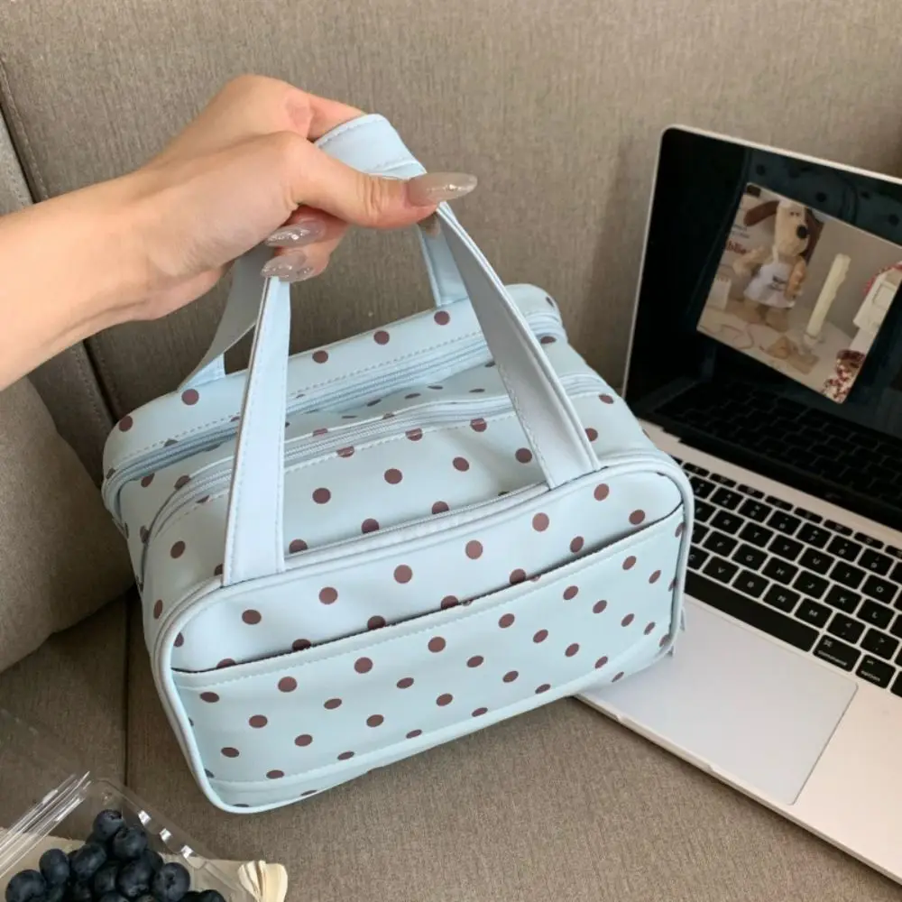 Polka Dot Handheld Makeup Bag Three Layer Partition Multifunctional Toiletry Organizer Bag Large Capacity Waterproof Travel Tote
Polka Dot Handheld Makeup Bag Three Layer Partition Multifunctional Toiletry Organizer Bag Large Capacity Waterproof Travel Tote